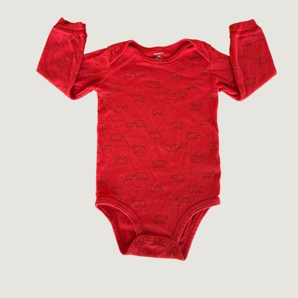 Carters Baby Boy Red Black Bear Long Sleeve Bodysuit 24 Months 126H029 1464